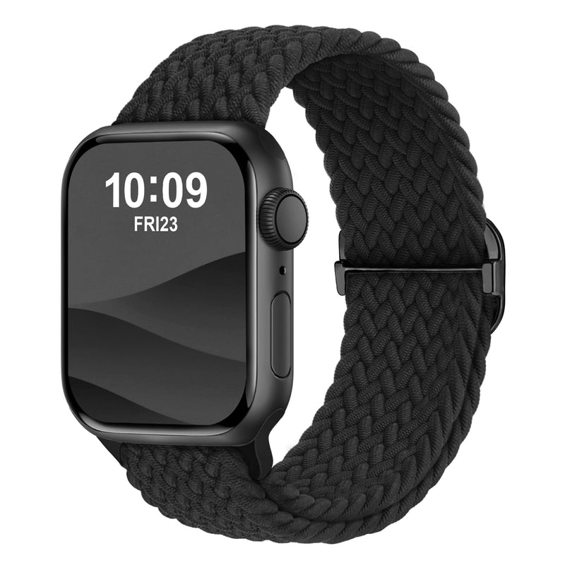 Acextro Braided Stretchy Bands Compatible with Apple Watch Bands Women Men | Compatible with Apple Watch Series 1-11 SE Ultra 40mm 38mm 41mm 42mm 44mm 45mm 46mm 49mm, Nylon, Elastic Sport iWatch Strap Black series 11 10 42mm/41mm/40mm/38mm