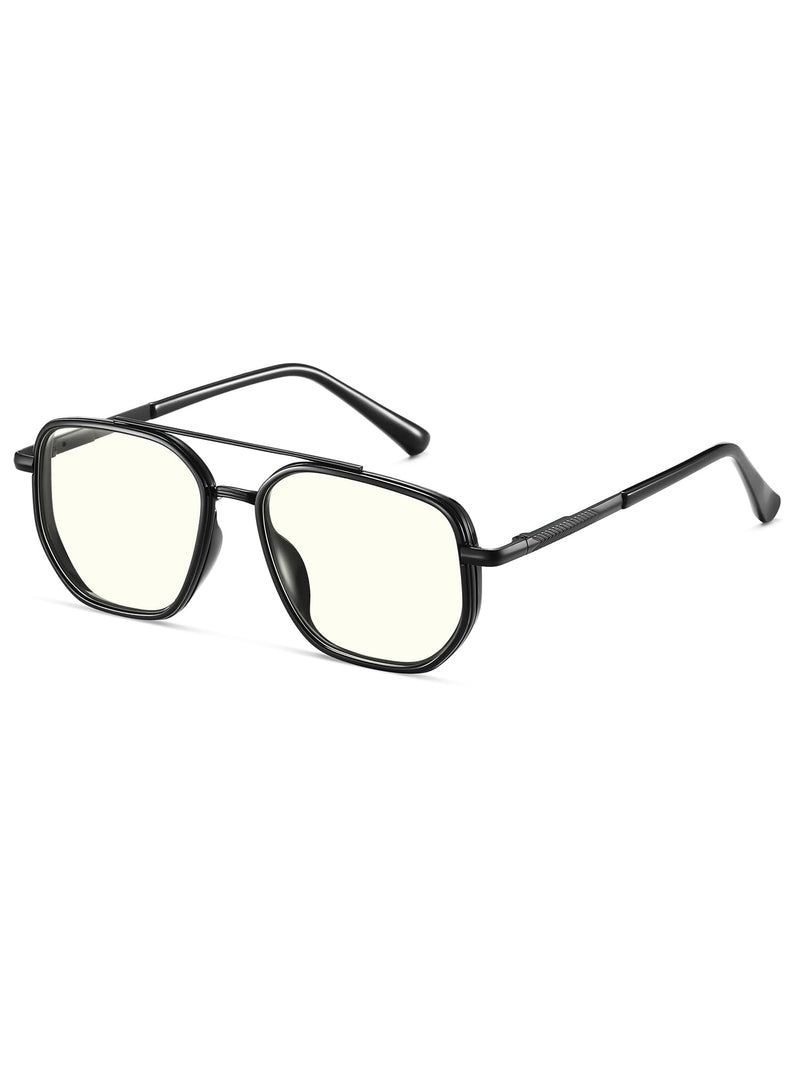 kimorn Blue Light Blocking Aviator Glasses for Women Men | Clear Lens, TR90 Metal Frame, UV400, Office Gaming Black
