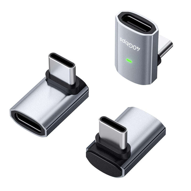 Kuulaa 240W USB C 90 Degree Right Angle Adapter 3 Pack, [8K 60Hz, 240W 40Gbps] Male to Female Adapter Extender Compatible Thunderbolt 4 for Steam Deck, ROG Ally, MacBook, Switch 2, iPhone 17/16