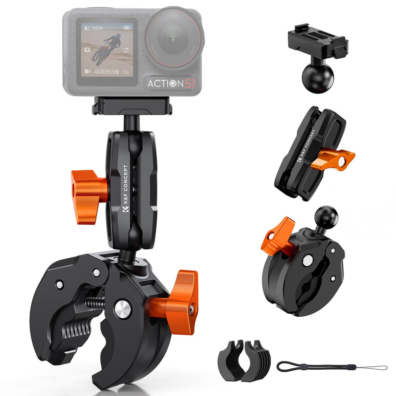 K&F CONCEPT Motorcycle Bike Clamp Mount Quick Release Compatible with DJI | 360° Adjustable Handlebar Clamp Mount for Cycling/Motorcycle/Bicycle/Handbar/Round Tube(0.31-1.85"), MS67