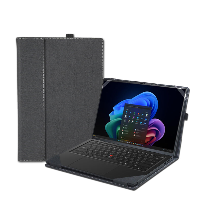 Laptp Cover Case for Lenovo Thinkpad X1 Carbon Gen12 Gen13 Gen14 &for ThinkPad X1 2-in-1 Gen9 Gen10 Gen11 Sleeve,PU Leather Protective Shell with Foldable Cooling Bracket and Pen Holder (Dark Gray) Dark Gray