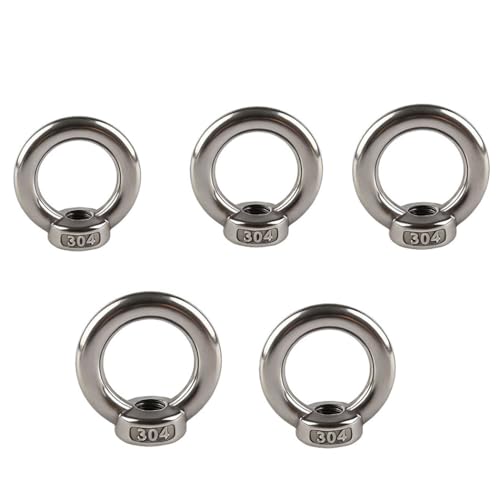 5 Pcs Stainless Steel 304 Lifting Eye Nut M12 Threaded Ring with Shoulder for Mounting Anchor