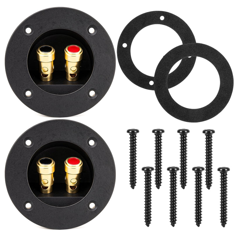 2Sets Speaker Box Terminal Cup, 3 Inch Round Subwoofer Box Terminal 2 Way Spring Loaded Speaker BoxTerminal Cup for Home Car Stereo DIY