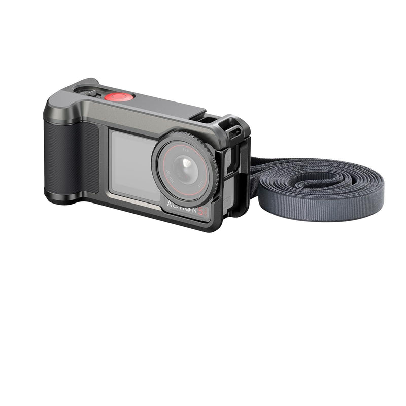 SMALLRIG Street Grip Kit for DJI Osmo Action 5 Pro / 4/3, Aluminum Cage with Shoulder Strap, Lens Protection Ring, Protective Frame with 1/4"-20 Locating Holes, for Street Photography - 6371 All in One Street Grip Kit