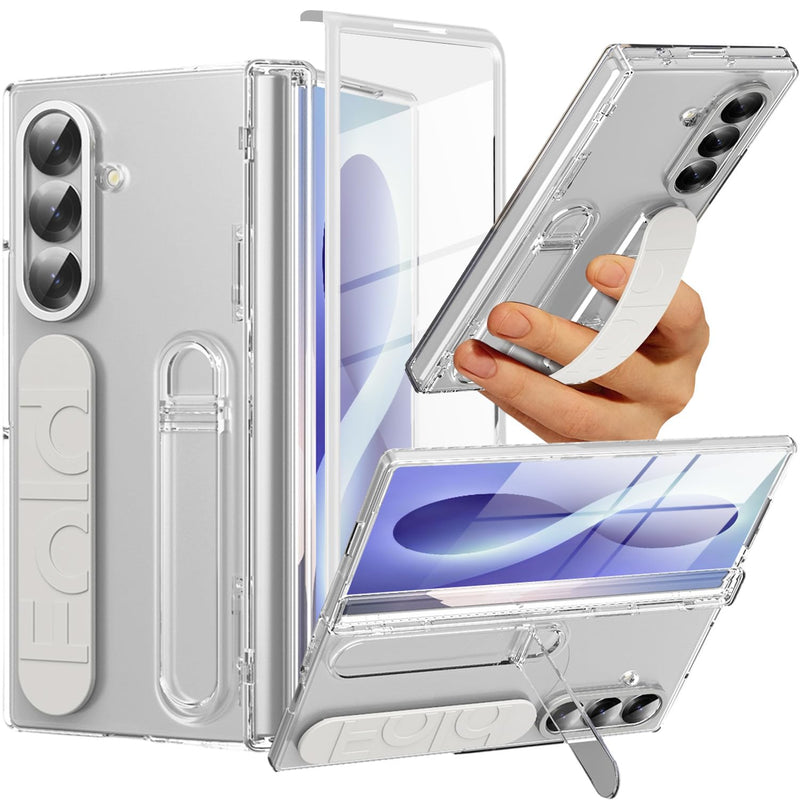 NINKI Transparent Cover for Samsung Galaxy Z Fold 8 Ultra Case with Strap & Screen Protector, Full Body Hinge Protection for Galaxy Fold 8 Ultra Slim Grip for Samsung Z Fold 8 Ultra Case Stand Clear