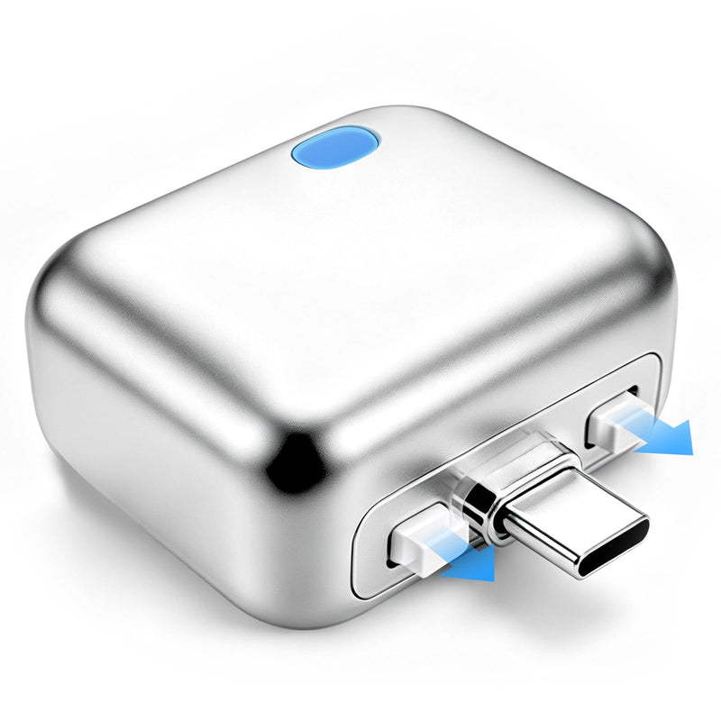 Full Charge Separator, Auto-Pop USB-C Charging Disconnect Adapter, Prevents Overcharging & Battery Overheating, Compatible with Phones, Earbuds, Tablets & Low-Power Devices, Supports Fast Charging Silver