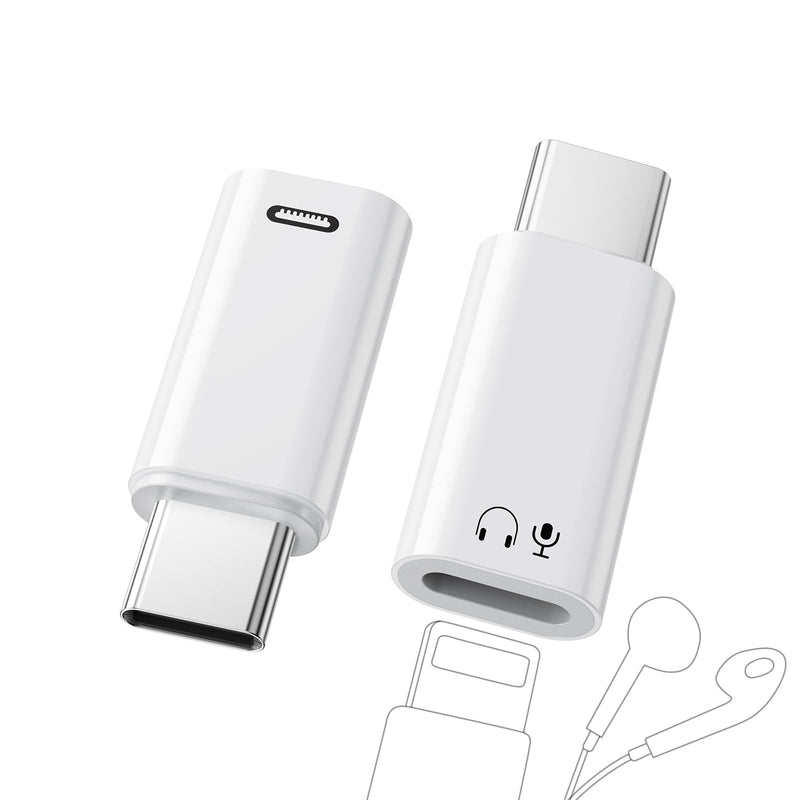 (New Combo) Lightning to USB C Adapter Compatible with iPhone 17/16/15 | 1×48kHz/16bit Hi-Fi Audio Headphone Adapter with Line Control + 1×27W Fast Charging Lightning to USBC Adapter with 3A Limit