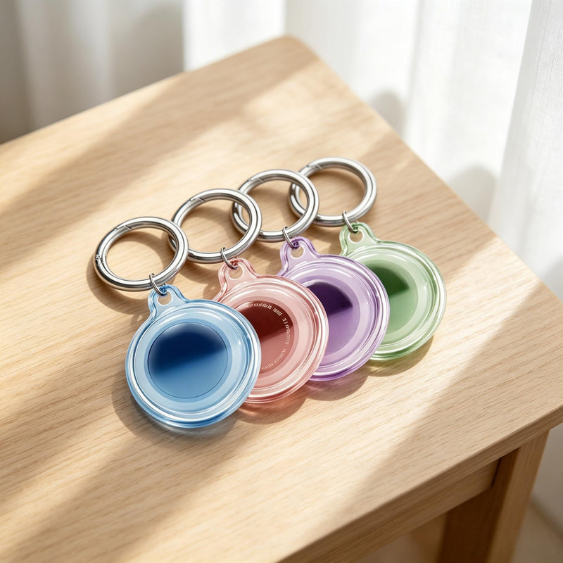 4 Pcs Clear Tracker Protective Cover, Transparent Full Wrap Anti-Scratch Shell with Key Ring, Waterproof Anti-Loss Portable Locator Sleeve, Mixed Color Daily Carry Protective Case