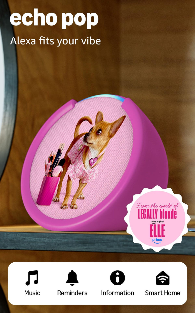 Amazon Echo Pop (newest model), Officially Licensed Elle Limited-Edition Echo speaker, Designed for Alexa+