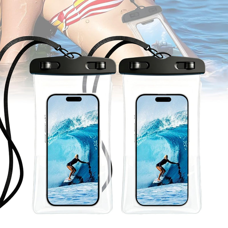 IPX8 Waterproof Phone Pouch[Anti-Pop Lock]Dustproof Outdoor Phone Protector | with Touch Screen Dry Bag Case with Lanyard,Beach &Cruise Essentials Gifts for iPhone 17 16 15 14 Pro Max,Galaxy S26 S25,7.2" Black