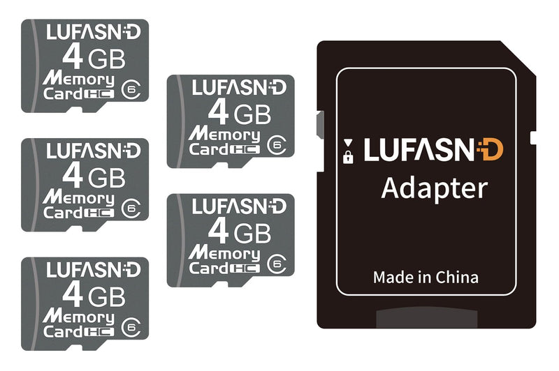 5-Pack 4GB Micro SD Cards with Adapter, Class 6 Mini Flash Memory Cards, Reliable Storage for Garmin GPS, Kindle Fire E-Reader, MP3 Player, Voice Recorder, Retro DS Game Console 4G-5Pack