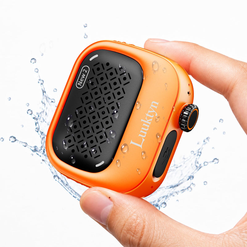 IP69K Waterproof Portable Wireless Speaker, Mini Shower Speaker with 20H Playtime, Ultra-Light Clip On Wearable Speaker for Bathroom, Outdoor Sports (Orange) Orange