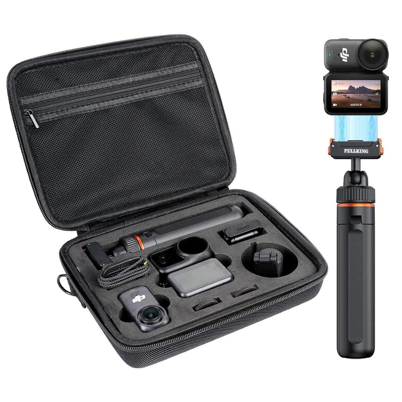 PellKing Selfie Stick & Carrying Case 2 in 1 Kit for DJI Osmo Nano, 16.14in Selfie Stick Tripod with Magnetic Quick Release Mount, Portable Hard Case, Vlog & Travel Essential for DJI Osmo Nano