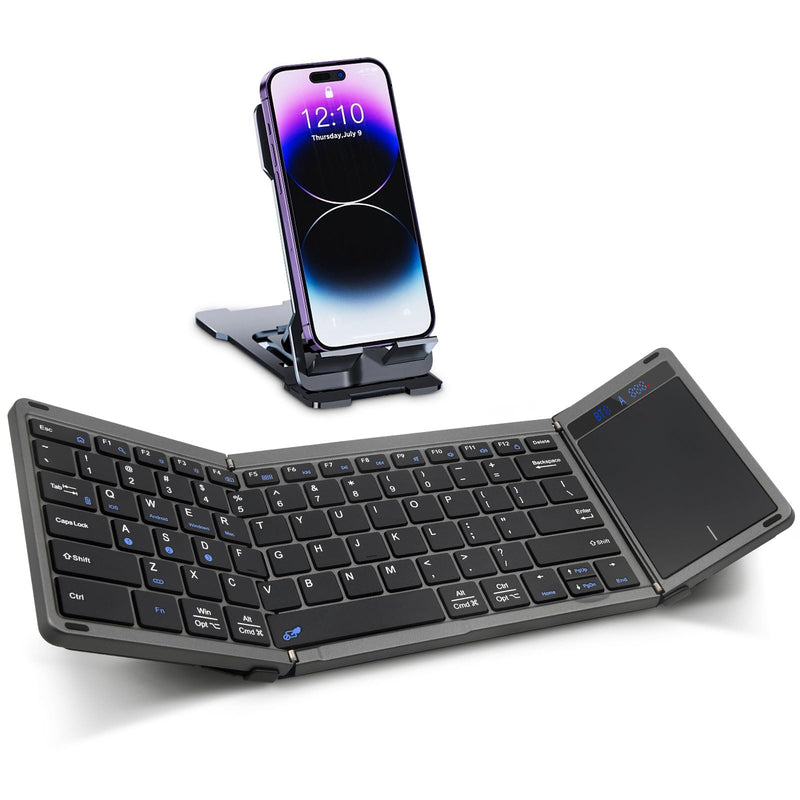 Rii RK809Pro Foldable Bluetooth Keyboard with Touchpad | Full Size,Portable Folding Keyboard with Touchpad,Rechargeable for iPad,iPhone,iOS,Windows,MAC,Android