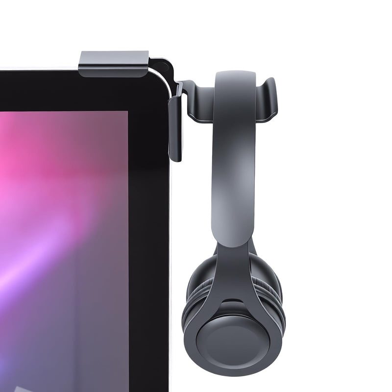 aceyoon Monitor Headphone Stand Clamp-On 360° Rotating Screen Headphones Holder Adjustable Anti-Slip Universal Headset Hanger for Monitor, Desk Organizer