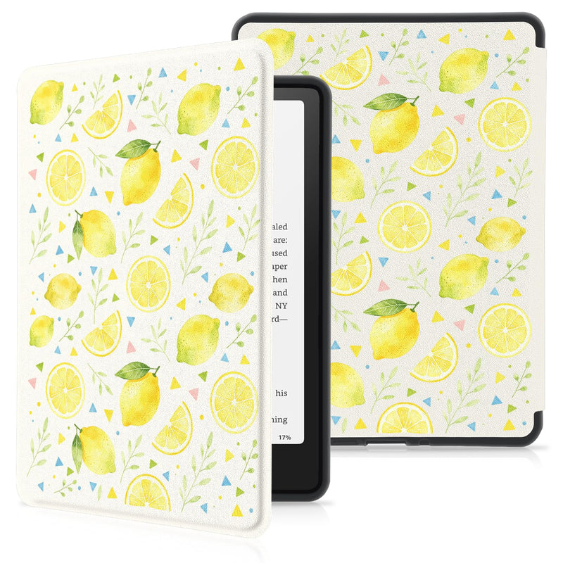Case for 7" Kindle Paperwhite 12th Gen 2024 Lemon Party | Compatible with Kindle Colorsoft Signature Edition 2024 with Hand Strap | Slim Leather Protective Cover with Auto Sleep/Wake 7" Kindle Paperwhite 12th Generation