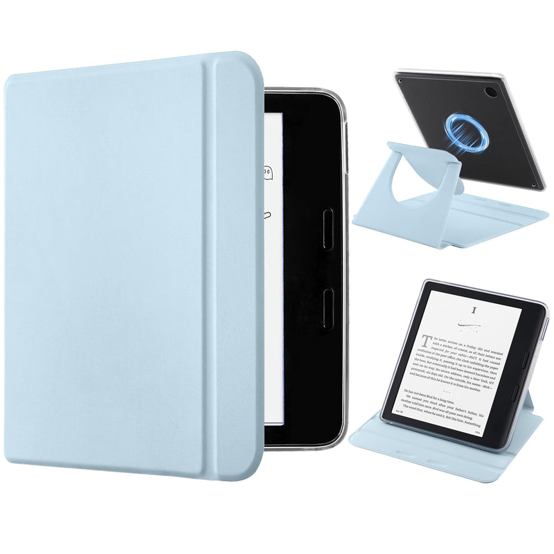 Magnetic Rotating Stand Case for 7" Kobo Libra 2 (2021) | Magnetic Detachable, Auto Wake/Sleep, Adjustable Stand, Anti-Slip Grooves, Clear PC Case, Soft TPU Edge, Light Blue 7" Kobo Libra 2 2021 Released