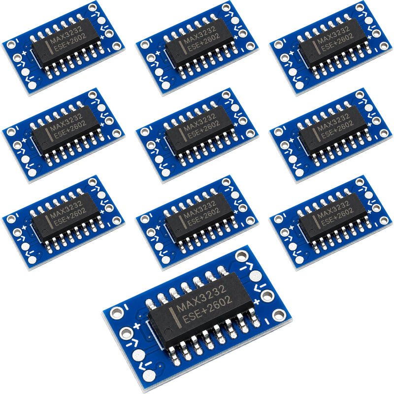 RS232 to TTL Level Converter Module MAX3232, 10 Pack | MAX3232 CSE 3-5V 120Kbps Bidirectional Serial Adapter for Arduino ESP32 Raspberry Pi