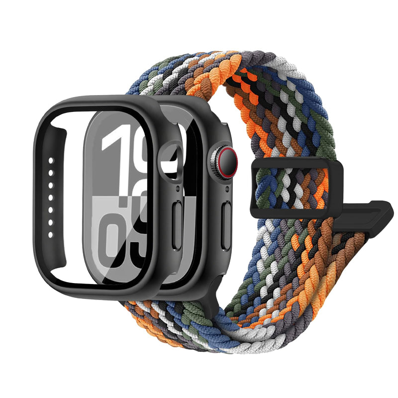 Braided Band and Case for Kids Apple Watch Band SE3/SE2/SE & Series 9-1 | Adjustable & Breathable Elastic Nylon Strap for Girls Boys iWatch Cowboy 40mm