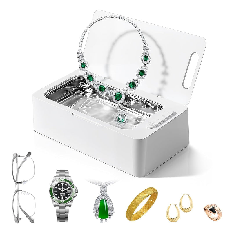 Ultrasonic Jewelry Cleaner Pro for Silver，Eyeglasses, Rings, Retainers, Dentures，Watch Strap, 3 Timer Modes，450ml Capacity (053-P303) 053-P303