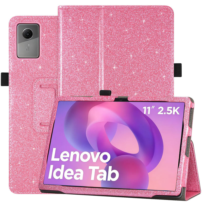 Caweet Case for Lenovo Idea Tab 2025/Motorola Moto Pad 60 Neo/Moto Pad 2026 11 Inch - Premium Leather Folio Protective Stand Cover with Auto Sleep/Wake, Glitter Pink
