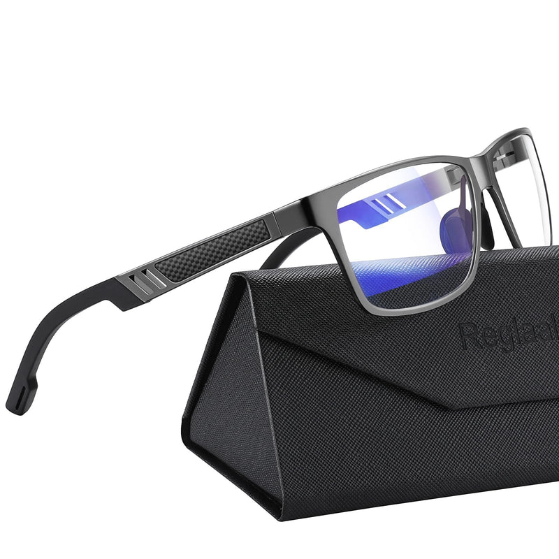 Blue Light Blocking Glasses Metal Frame for Men/Woman Gaming Computer Screen Glasses A01-metallic Gray