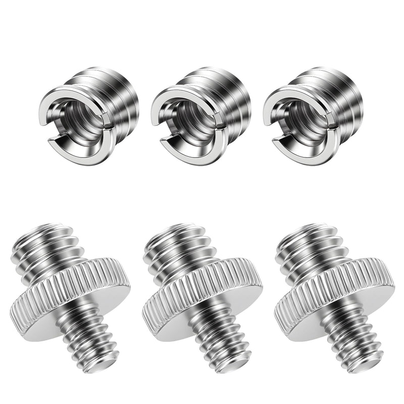 3 PCS 1/4 Inch to 3/8 Inch Tripod Adapter & 3PCS 3/8 to 1/4 Mount Screws Adapter, Threaded Screws Adapters Double Head Stud Standard Mounting Thread Converter for Camera Tripod Monopod Light Stand