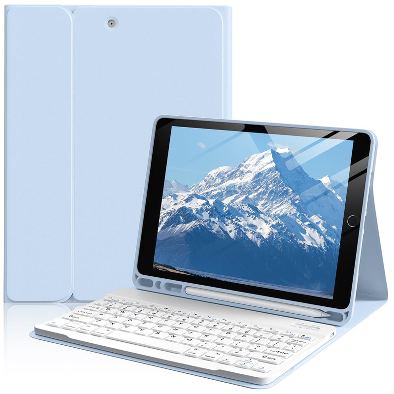 Keyboard Case for iPad 6th/5th Generation 9.7 inch 2018/2017, Blue | for iPad Air 2/1, iPad Pro 9.7, Built in Pencil Holder, Magnetic Detachable Wireless Keyboard, Slim Folio Protective Cover