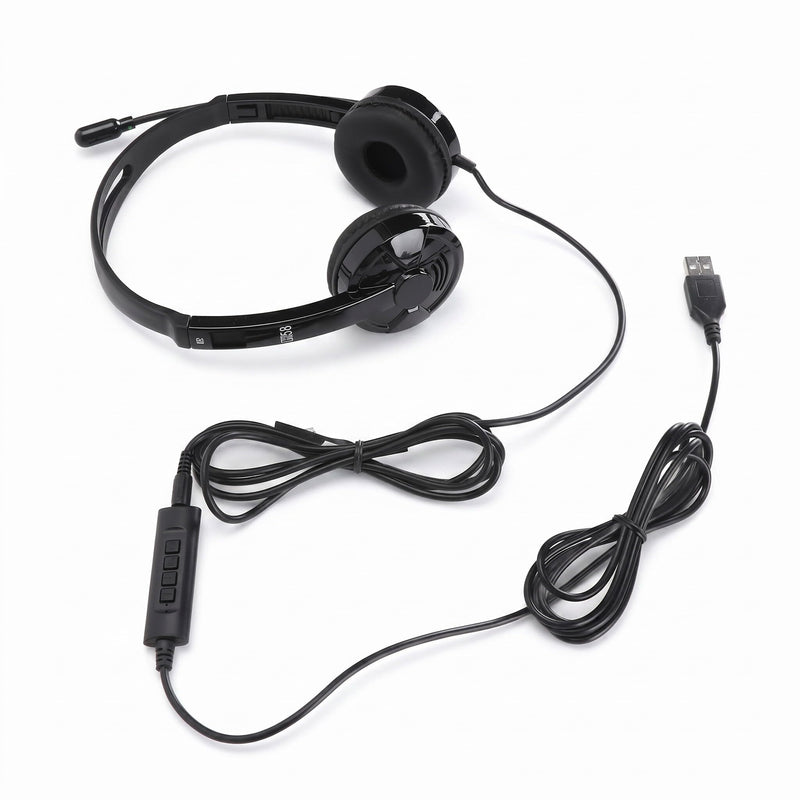 Professional Noise Reduction Telephone Headset for Office Business Telemarketing | USB/3.5mm PC Headset with Mute & HandsFree, OverEar Headphones for Calls