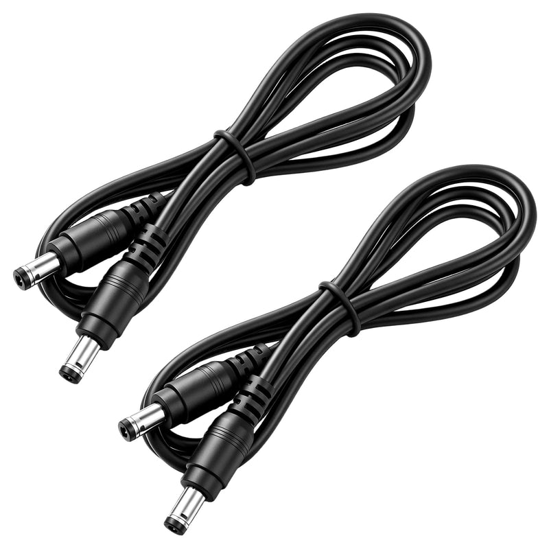 2Pcs DC Power Cable 12v DC Extension Cord 2.1mm x 5.5mm | Male to Male Power Adapter 12v Powers Extension Cable for LED Strip, Camera, DC5521 Jack Cables, Black