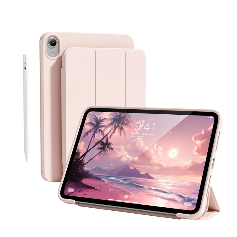 Case for iPad mini 7 (A17 Pro) 2024/iPad Mini 6 2021 8.3 Inch, Pink | Slim Hybrid Trifold Stand Cover, Shockproof Soft TPU Back Shell for iPad Mini 7th/6th Generation, Auto Wake/Sleep