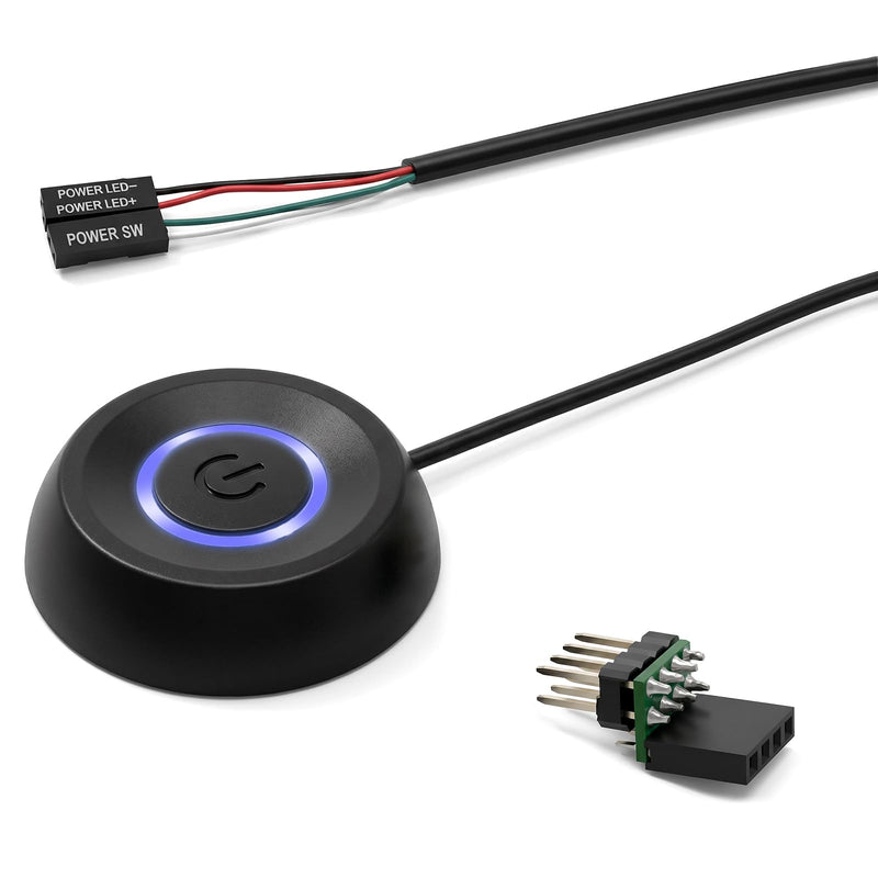 PC Power Button, PC External Power Switch Remote PC-Powers Switch | Desktop Powers Button ON Off LED Indicator, PC-Power Supply Buttons SW Extension, for Computer Motherboard