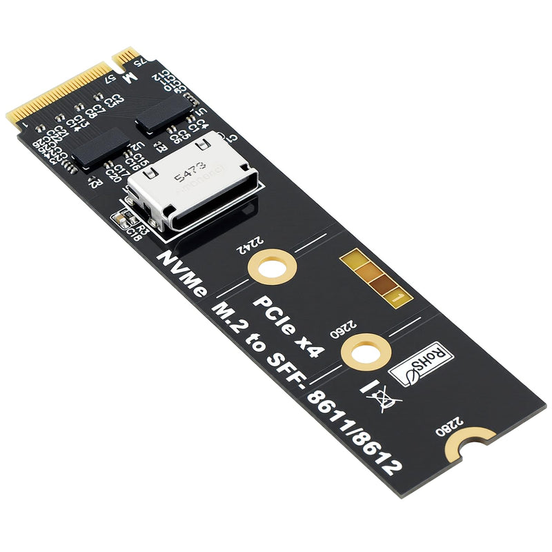 RGEEK M.2 NVME to OCuLink SFF-8612 Adapter, PCIe 5.0 x4 128Gbps to OCuLink | SFF-8611 4i Host Adapter with ReDriver, for eGPU GPU External Graphics Cards and M.2 NGFF SSD 2280 2260 2242