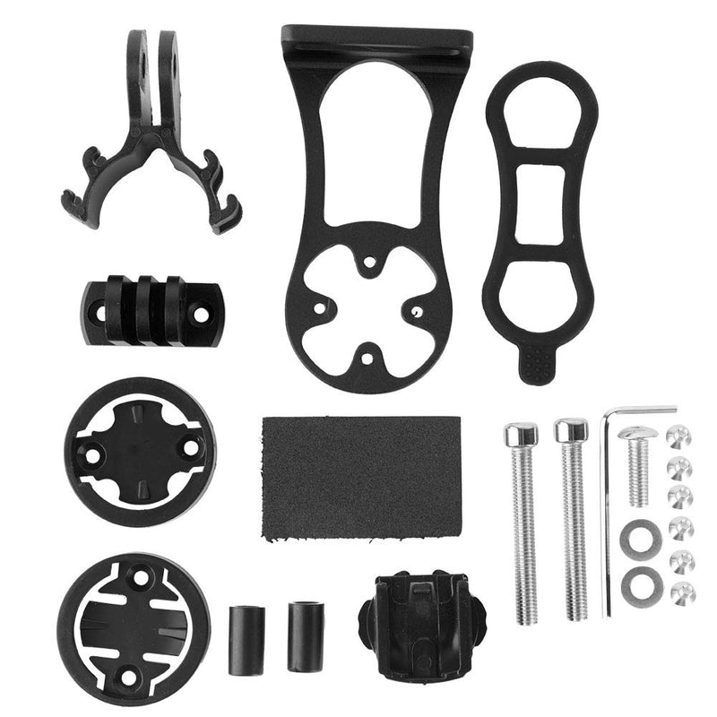 Metal Bike Computer Mount, Adjustable Out Front Bicycle GPS Bracket Holder (Black) Black