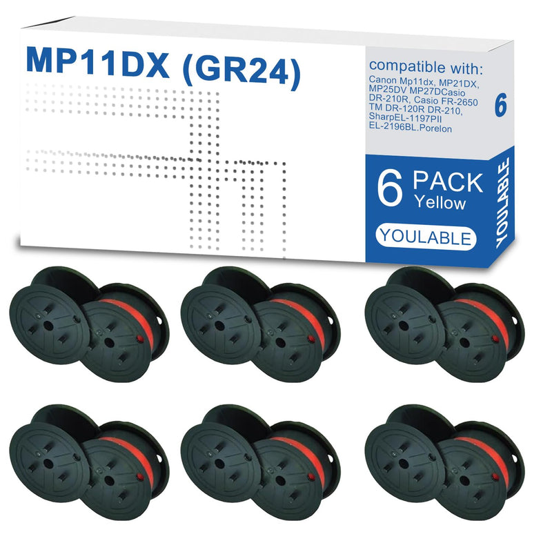 Compatible for Canon MP11DX Calculator Ink Ribbon Set of 6 & Compatible for Sharp EL-1197PIII,Porelon 11216 Calculator Ribbon Red/Black or Great Print Capacity and Brightness