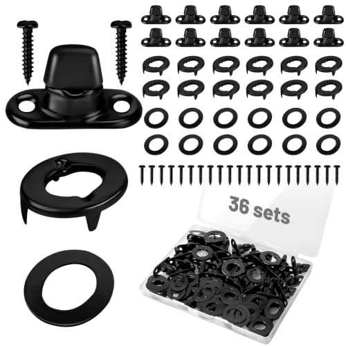 36 Sets Marine Grade Twist Lock Fasteners Rust-Proof Coating Turn Button Eyelet, Stud and Stainless Steel Screws for Canvas Marine Boats Sailboats RVs Fastener Turn Buttons 36