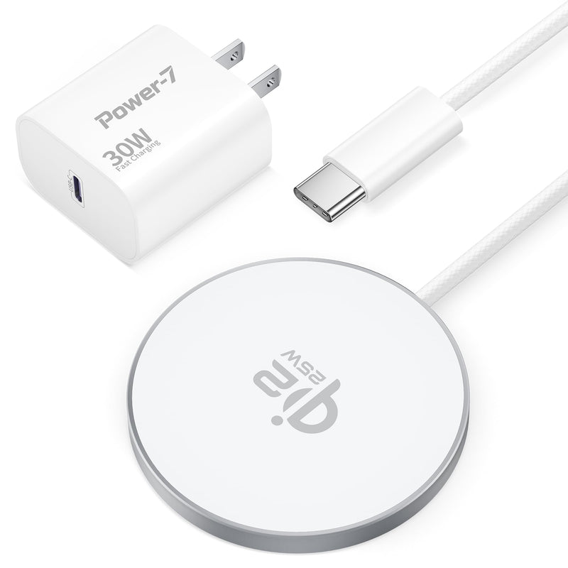 for MagSafe Charger,25W Qi2 6FT Magnetic Wireless Charger Fast Charging Pad | for iPhone 17 16 15 14 13 12 Pro Max, with 30W USB-C Adapter,Strong Magnet,Aluminum Alloy,Portable,Travel,Office,Bedside,Home