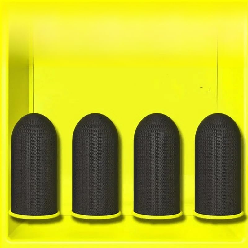 4PCS Breathable Gaming Finger Sleeves - Anti-Sweat Conductive Touchscreen Covers for Smooth Mobile Gaming (Yellow) YELLOW