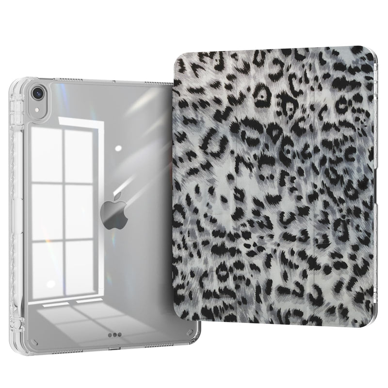 Case for iPad Air 11 Inch M4/M3/M2(2026/2025/2024), iPad Air 5th/4th Generation 2022/2020 10.9" Case, Stable Trifold Stand with Pencil Holder, Shockproof Clear Cover, Grey Leopard