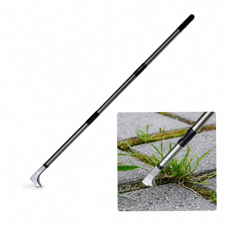 HORM 47.24'' Crack Weeder, Stainless Steel Manual Crevice Weeding Tool, Long Handle Weed Grabber Remover, L-Shaped Manual Weeder Puller, Durable Crevice Weeding Tool for Sidewalk Garden Lawn 47.24''