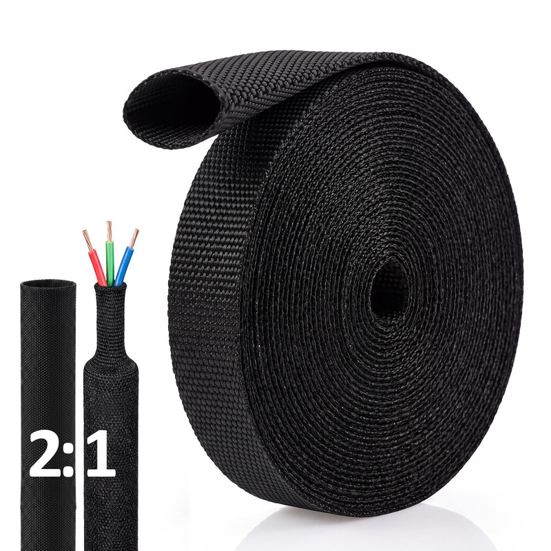 20ft 3/8 Inch 2:1 Heat Shrink Braided Sleeving Wire Loom | Heat Shrink Wire Cover Abrasion Braided Cable Sleeve for Automotive Wiring Harness Sheath Tubing Protection 3/8inch-20ft