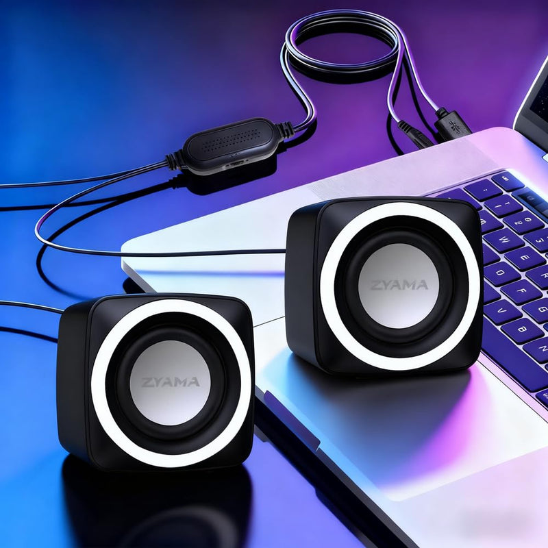 Basics Stereo 2.0 Speakers for PC or Laptop with Volume Control,USB-Powered, 1 Pair, Black