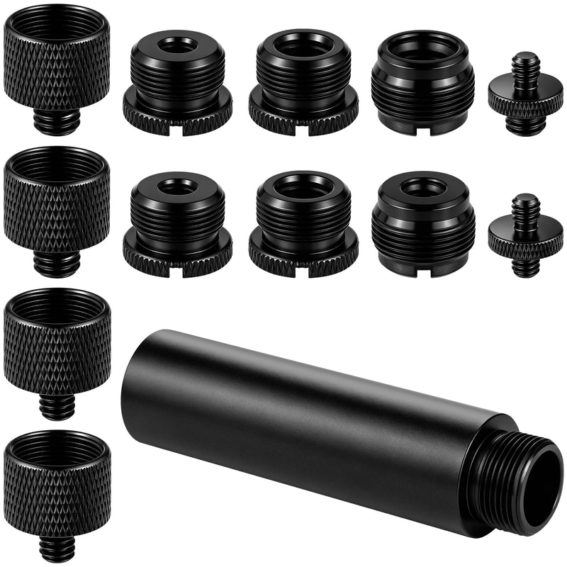 13 Pack Microphone Stand Adapter Screws with Extension Tube | 3/8 to 5/8 and 1/4 Screw Thread Adapter Mic Thread Adapter Set for Mic Boom Arm, Microphone Camera Tripod, Projector Stand