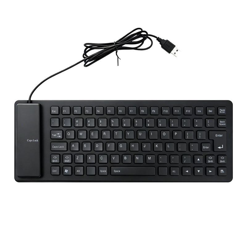 Silicone Keyboard, 85 Keys Foldable USB Wired Keyboard | Soft Touch Quiet Roll Up Keyboard Waterproof and Dustproof for PC Laptop Notebook Office Home Travel (Black)