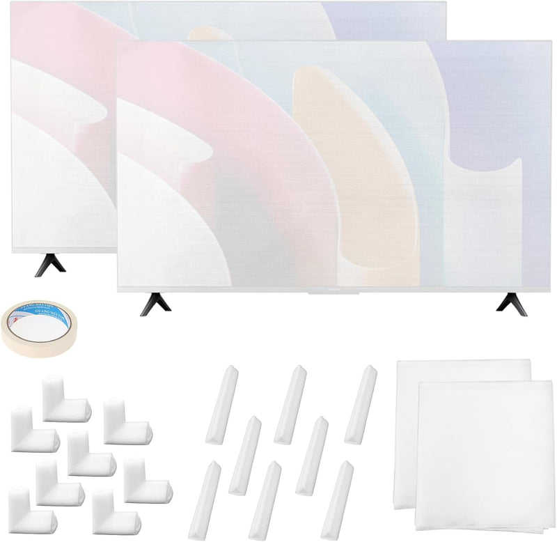 TV Moving Box Cushioning Supplies Set, Foam TV Cover & Corner Protectors | For 65"×36" Screens, 2 Pcs Foam Flat Screen Cover, 16 Pcs Corner Guards, 20M Textured Tape, Moving Protection Kit