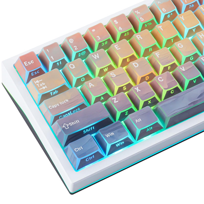 Tsungup Custom Keycaps,137 Keys Cherry Cool Key Caps Keyboard Keycap Set | Sunset-Afterglowy Side Printed PBT Keycaps for Cherry MX Switches Mechanical Keyboard Sunset Yellow