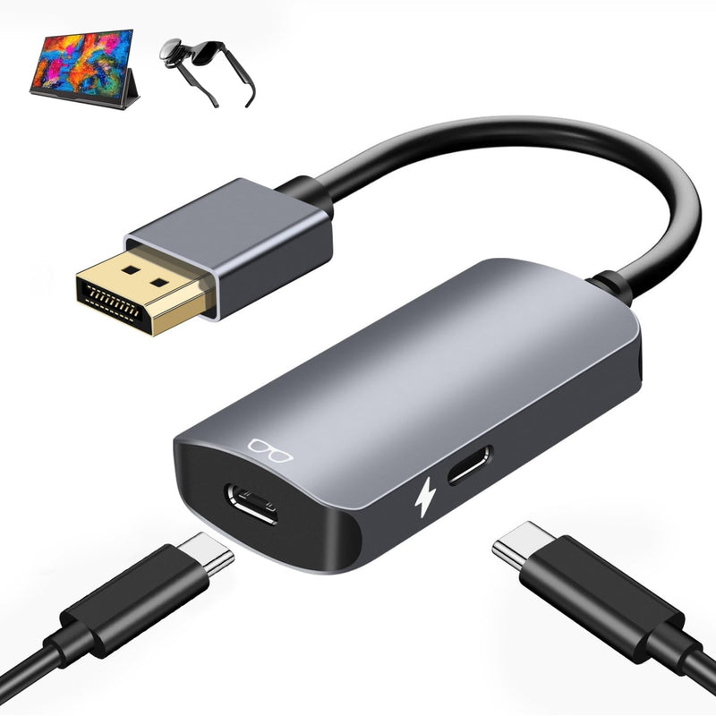 DisplayPort to USB C Adapter, 4K@120Hz Unidirectional Display Port Source to USB C Monitor Display for Studio Display, Portable Monitor Touchscreen, Nrea Air/Hua-wei VR Glass, Projector etc. USB C-07