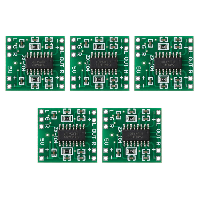 5PCS PAM8403 Amplifier Board, Mini Digital Power Amplifier Board 2x3W Class D Module 2.5-5V Input Compact and Efficient