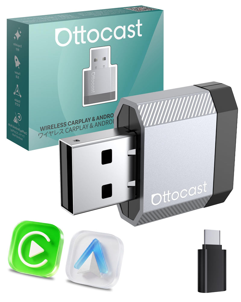 OTTOCAST Mini Nova 2026 Wireless CarPlay & Android Auto Adapter, Ultra-Compact 2-in-1 Dongle, 5-Second Auto-Connect, iOS 10+ & Android 11+