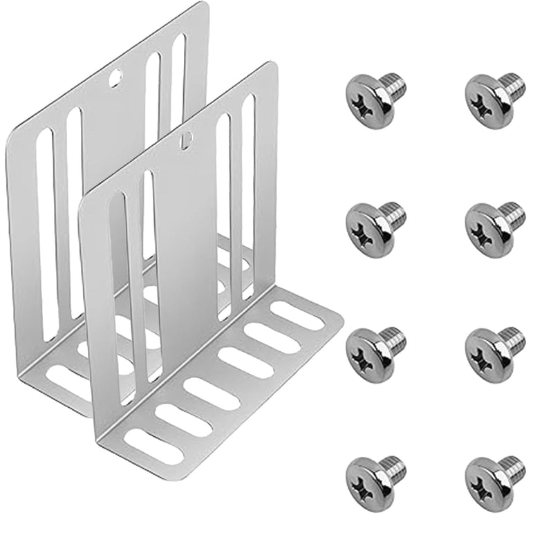 2 Pack Double DIN Installation Kit, Universal Silver Metal Brackets with 8 Screws, Automotive Radio Mounting Tools Kit for Car Stereo Audio Fixing